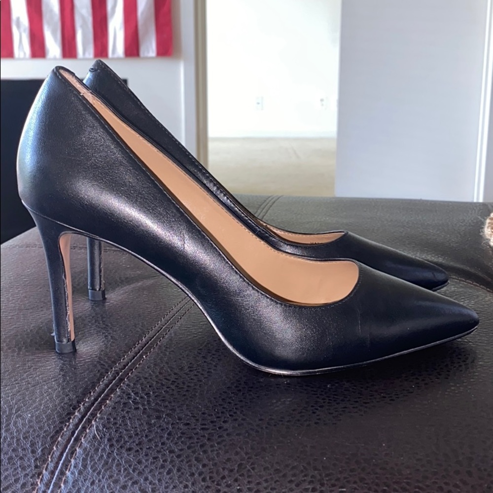 Black leather heels